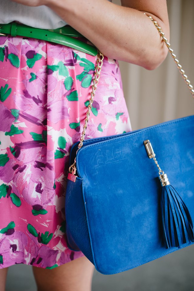 Galian Cobalt Blue Bag * Kentucky Blue Bag * Floral Print Details 