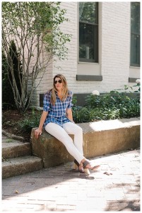 Banana Republic Blue Plaid Button Down * Casual Style * Summer Outfit Inspiration