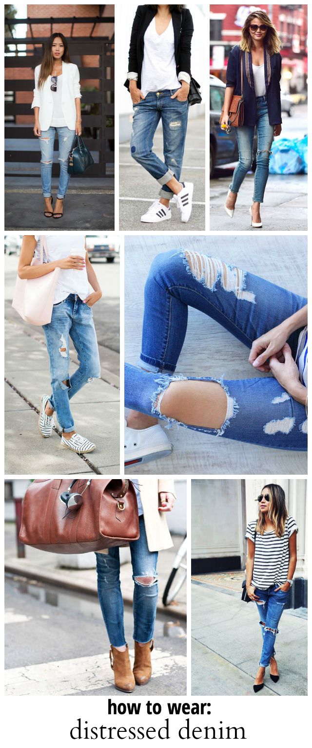 how to wear distressed denim jeans