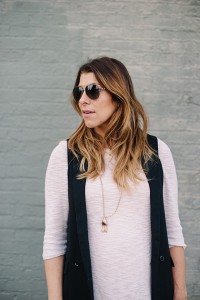 Pastel Pink Sweater + Black Vest * Maternity Outfit Ideas (5)