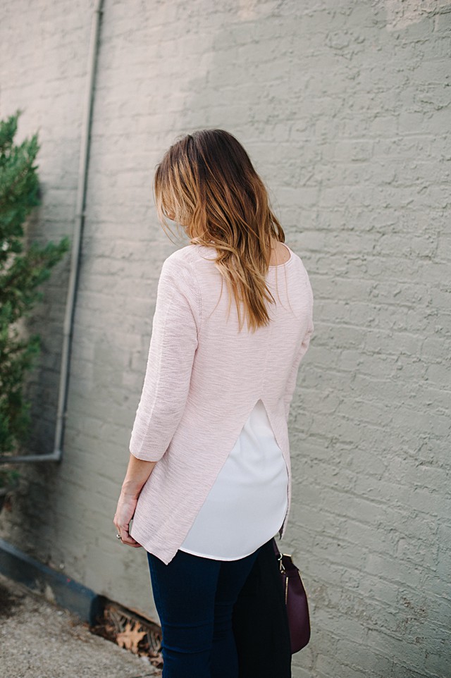 Pastel Pink Sweater + Black Vest * Maternity Outfit Ideas (2)