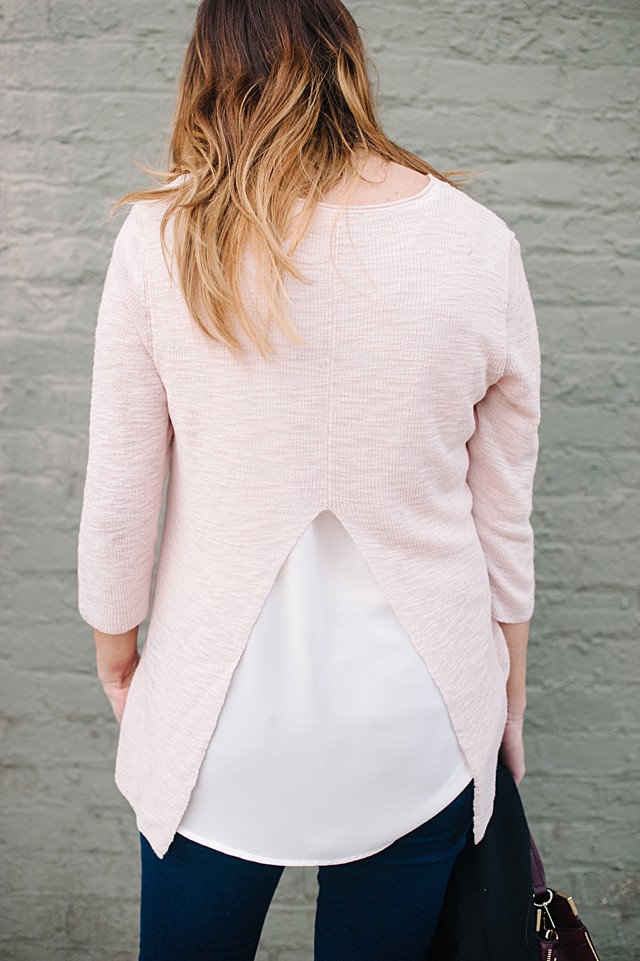Pastel Pink Sweater + Black Vest * Maternity Outfit Ideas (1)