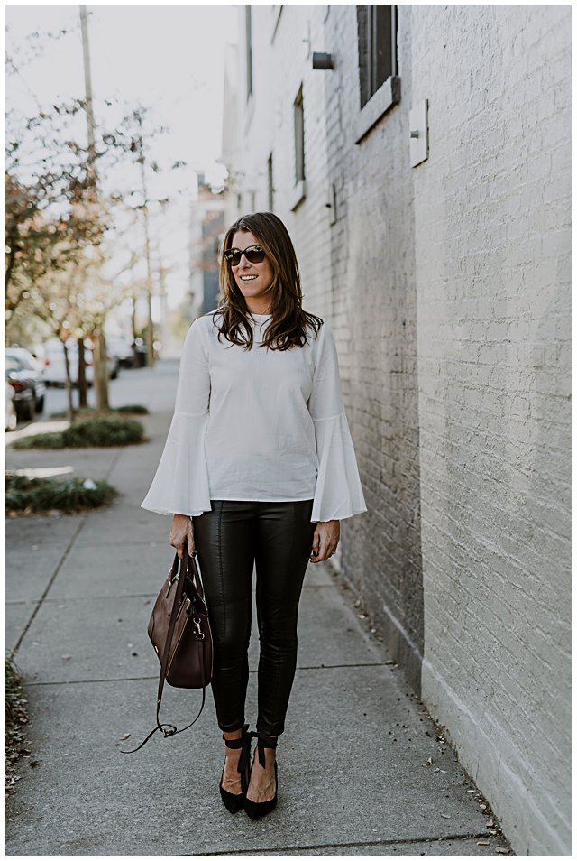 Styling Faux Leather Leggings For a Holiday Party 