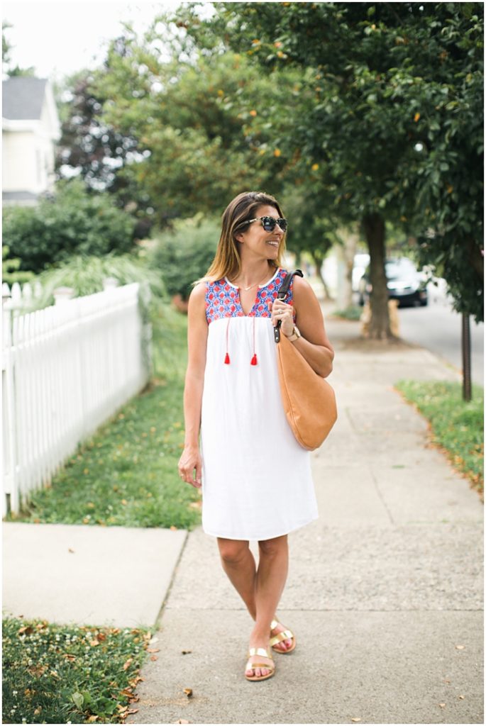 Spring Summer Outfits: white, navy, and a Pochette Métis Handbag — No Time  For Style