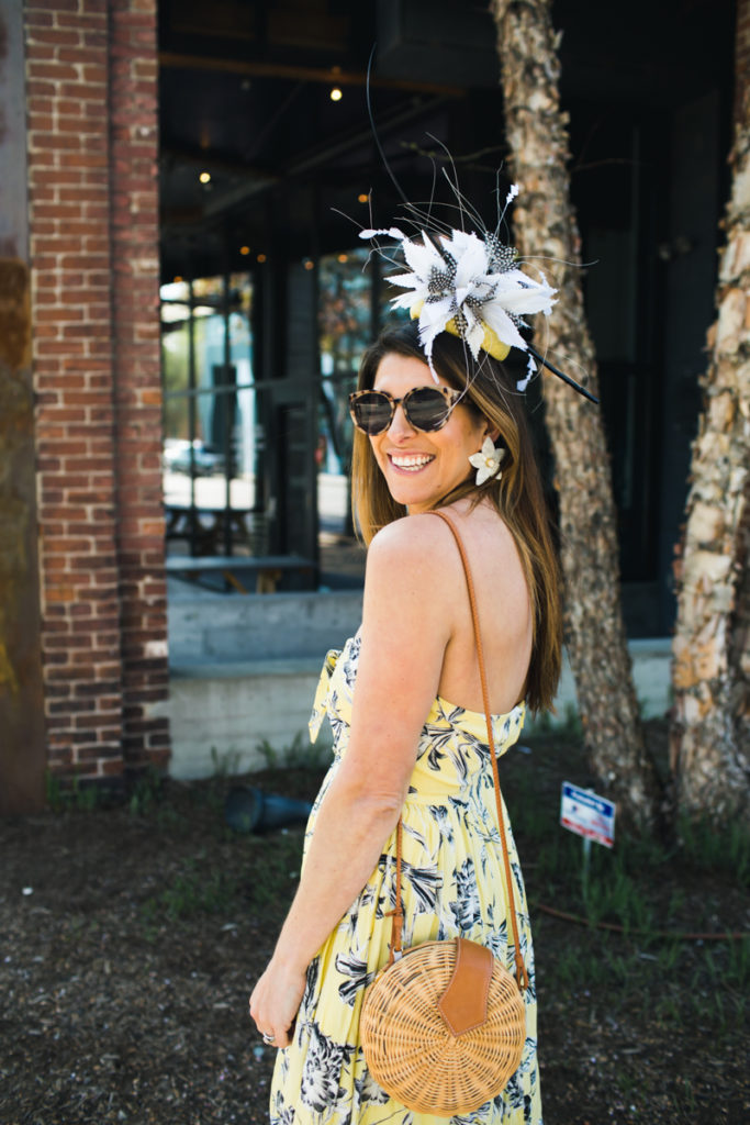 what to wear to kentucky derby * bb dakota floral dress * fascinate designs fascinator * Kentucky Derby outfits 