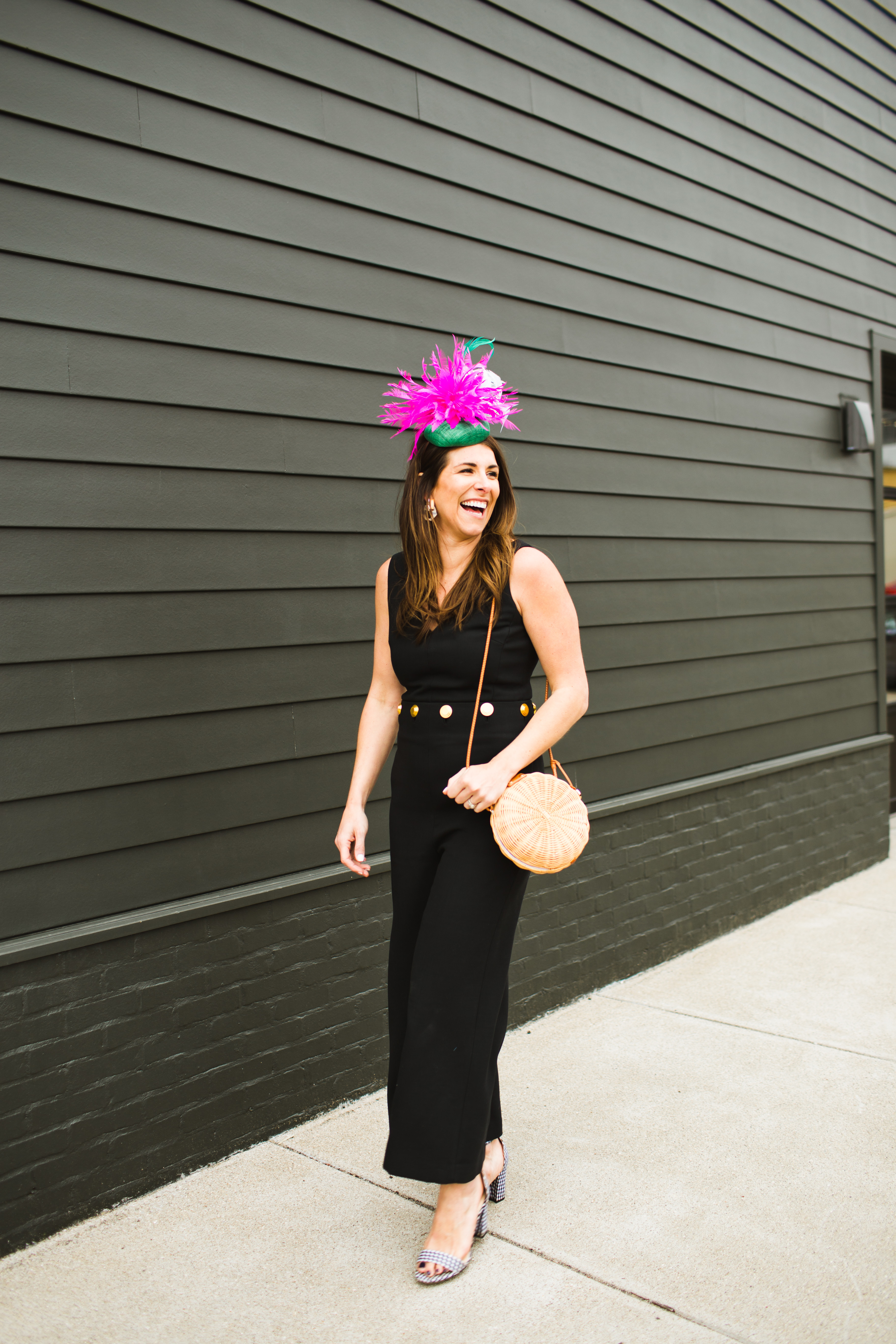Tory Burch Black Jumpsuit | What to wear to Thurby | Fascinate Designs  Fascinator * Lou What Wear