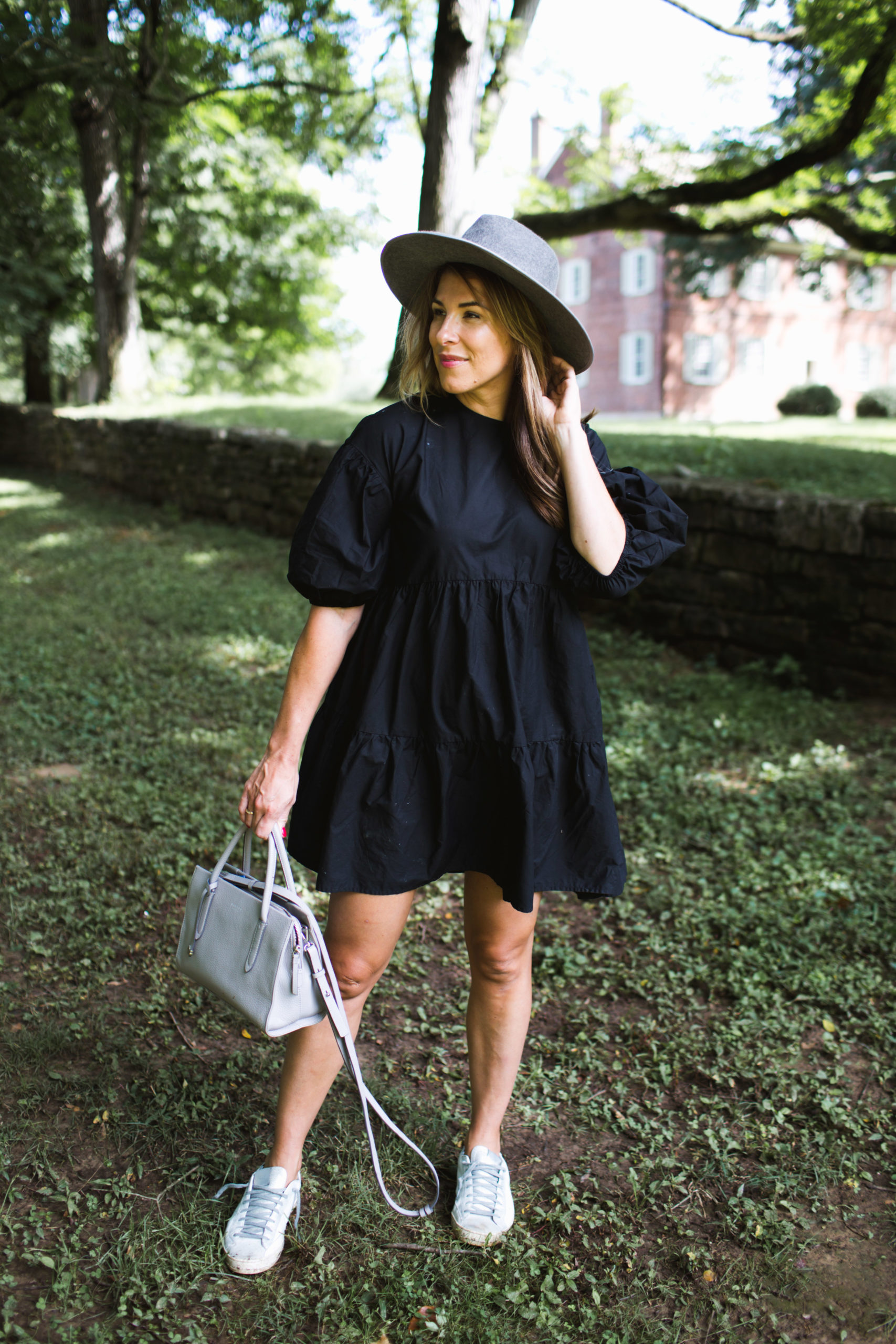 Puff Sleeve Dress with Hat for Fall * Fall Outfit Ideas * Target Style *  Lou What Wear